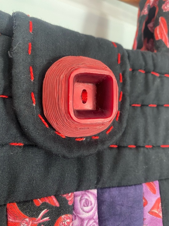 Handmade Quilted Striped Tote Bag in Black, Red & Purple “ Red Hat Society “ - Picture 4 of 11